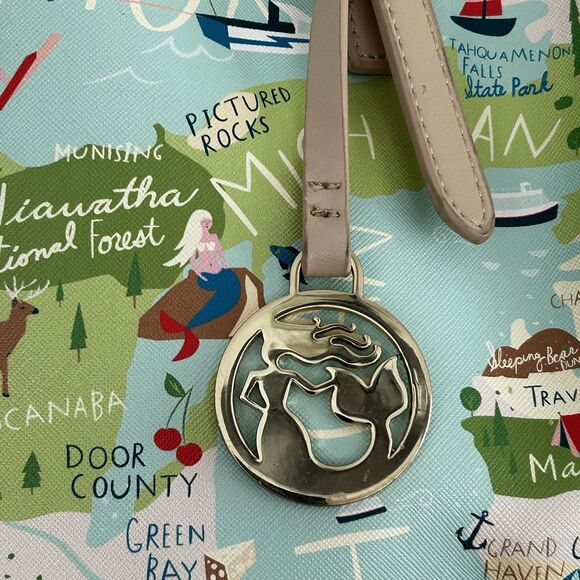 Spartina Great Lakes Tote Handbag Superior Erie Ontario Huron Map Travel - Picture 3 of 9
